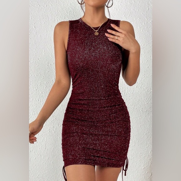 SEXY Drawstring Side Glitter Bodycon Dress *NEW* - Picture 1 of 5